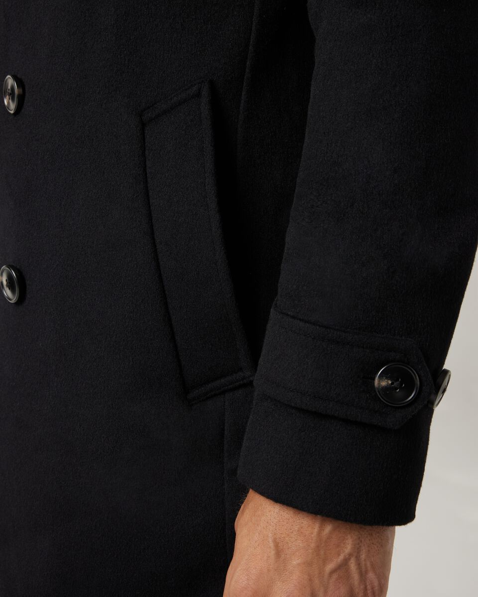 Relaxed fit double breasted peacoat, Black, hi-res